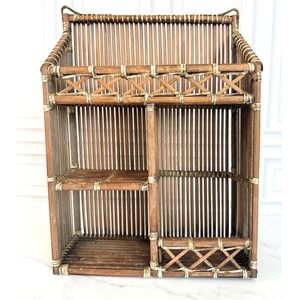 Vintage Bamboo Wall Shelf with Compartments 15" X 11"